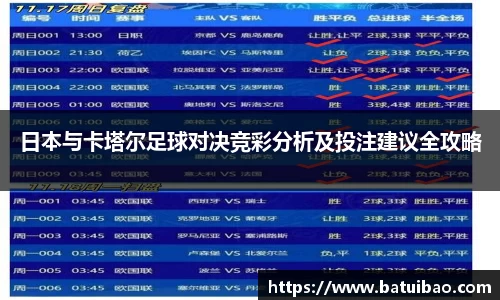 日本与卡塔尔足球对决竞彩分析及投注建议全攻略